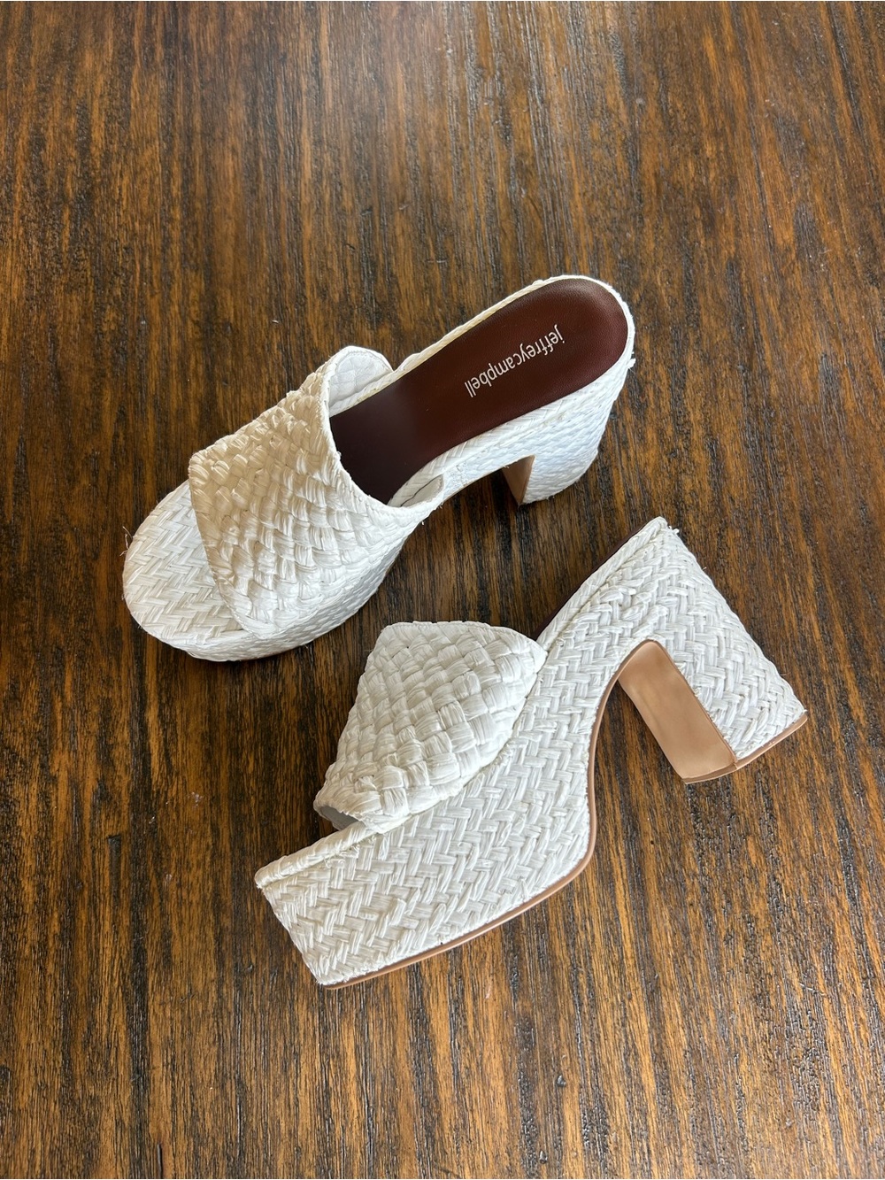 Jeffrey Campbell NWOB White Marla Woven Platform Sandals Size 10